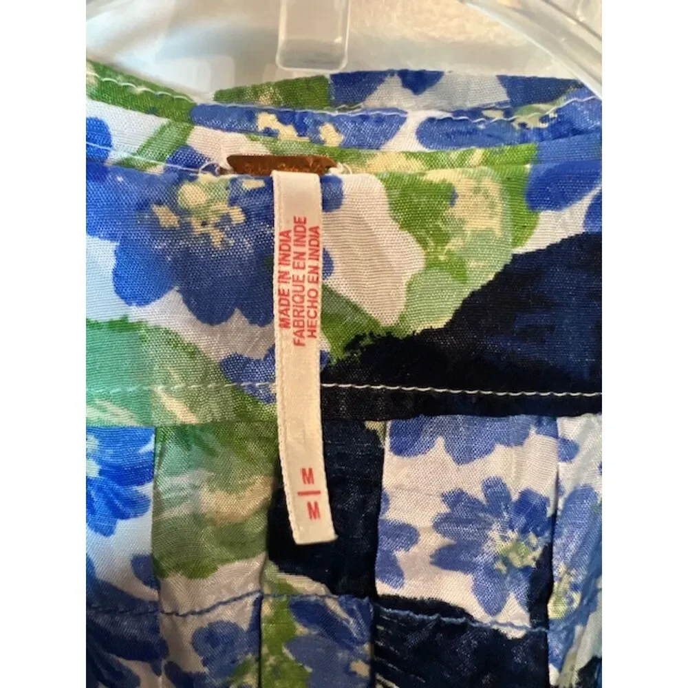 Free People Moon Chaser Mini Dress Bright Blue Combo Medium